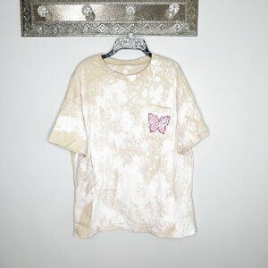 Custom Handmaid Tie Dye Bleached Tan Pink Boho Band Rock Tee Medium
